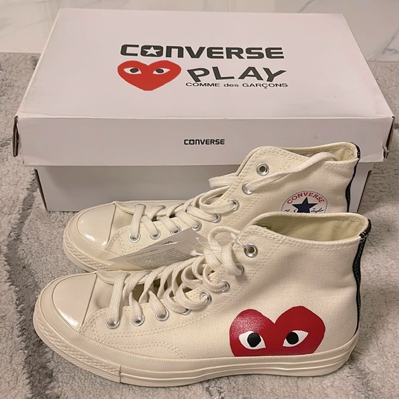 Comme des garcons PLAY x Converse Hightops NWT - Picture 1 of 6